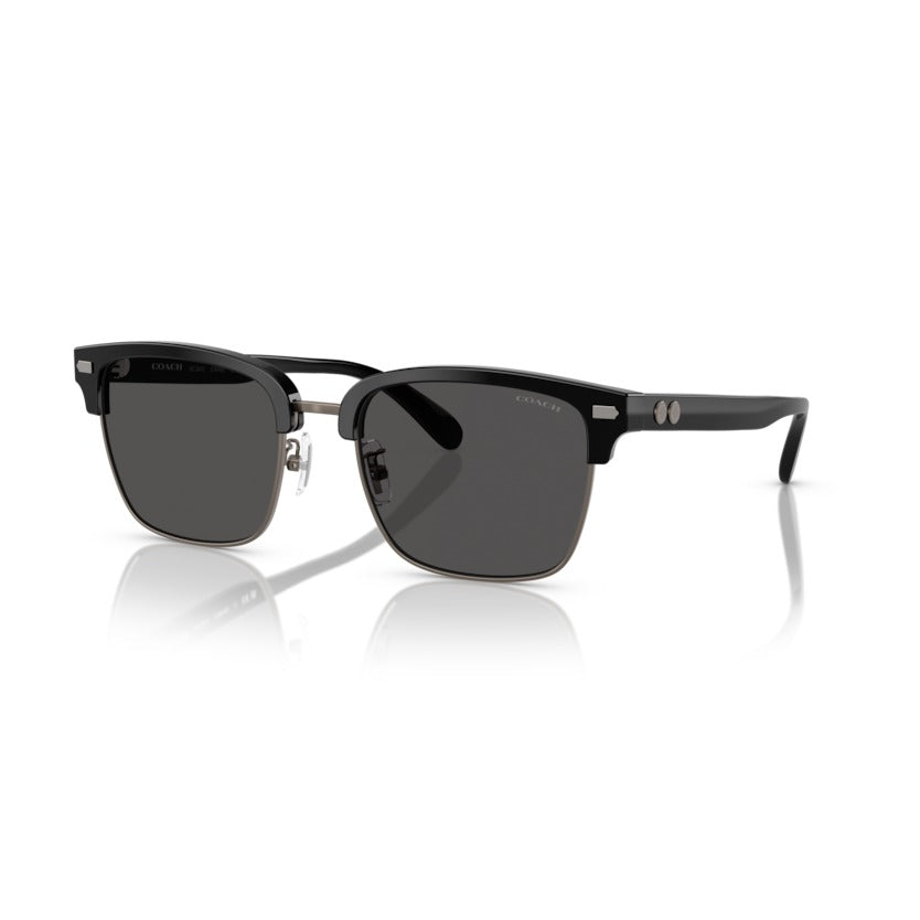 Coach HC8412 500287 Gunmetal/Black sunglasses angle view
