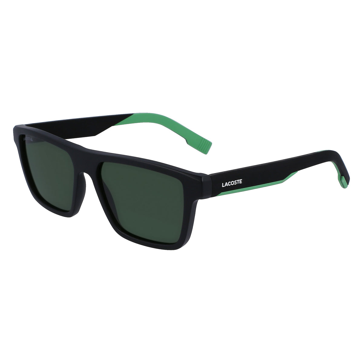 Lacoste L998S 002 Matte Black/Green sunglasses angle view