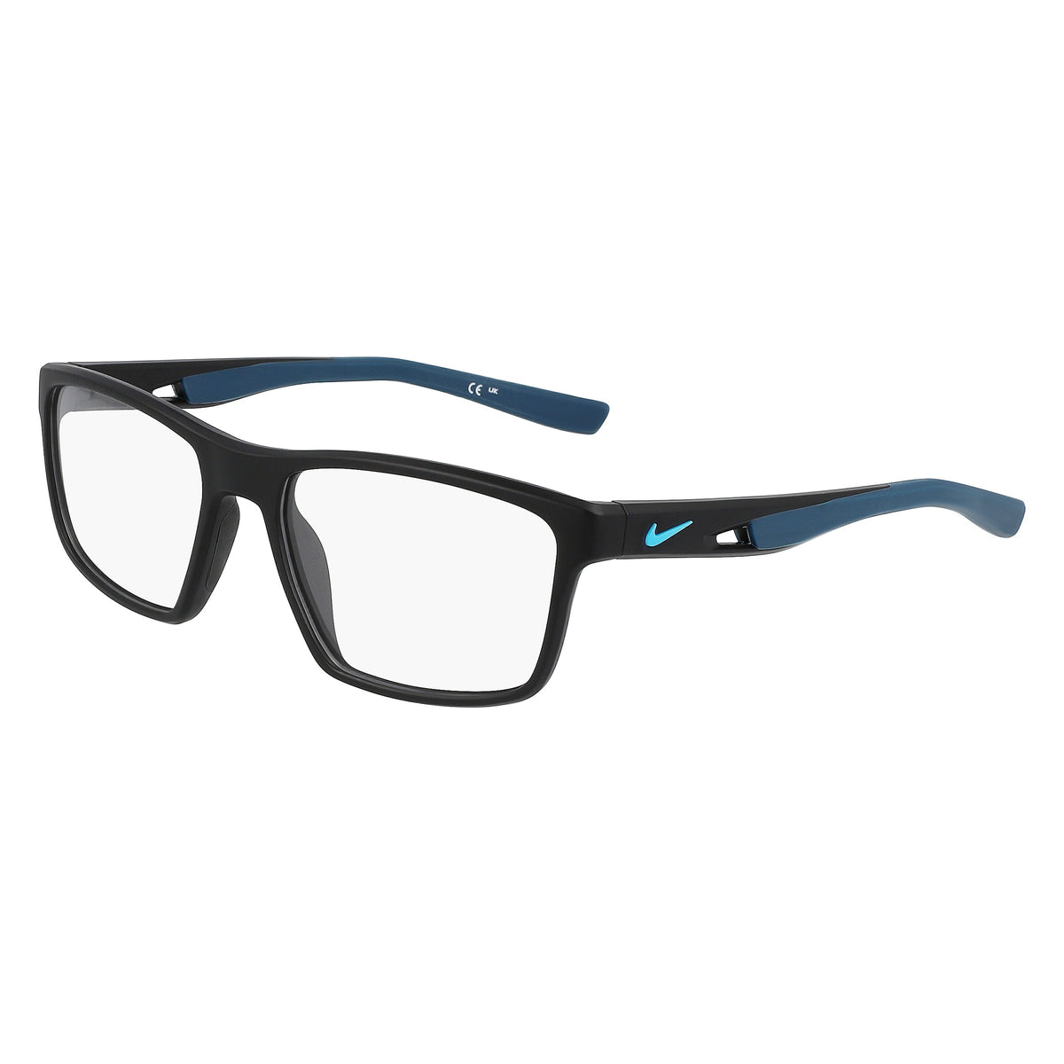 Nike NK7015 004 Matte Black/Space Blue eyeglasses angle view