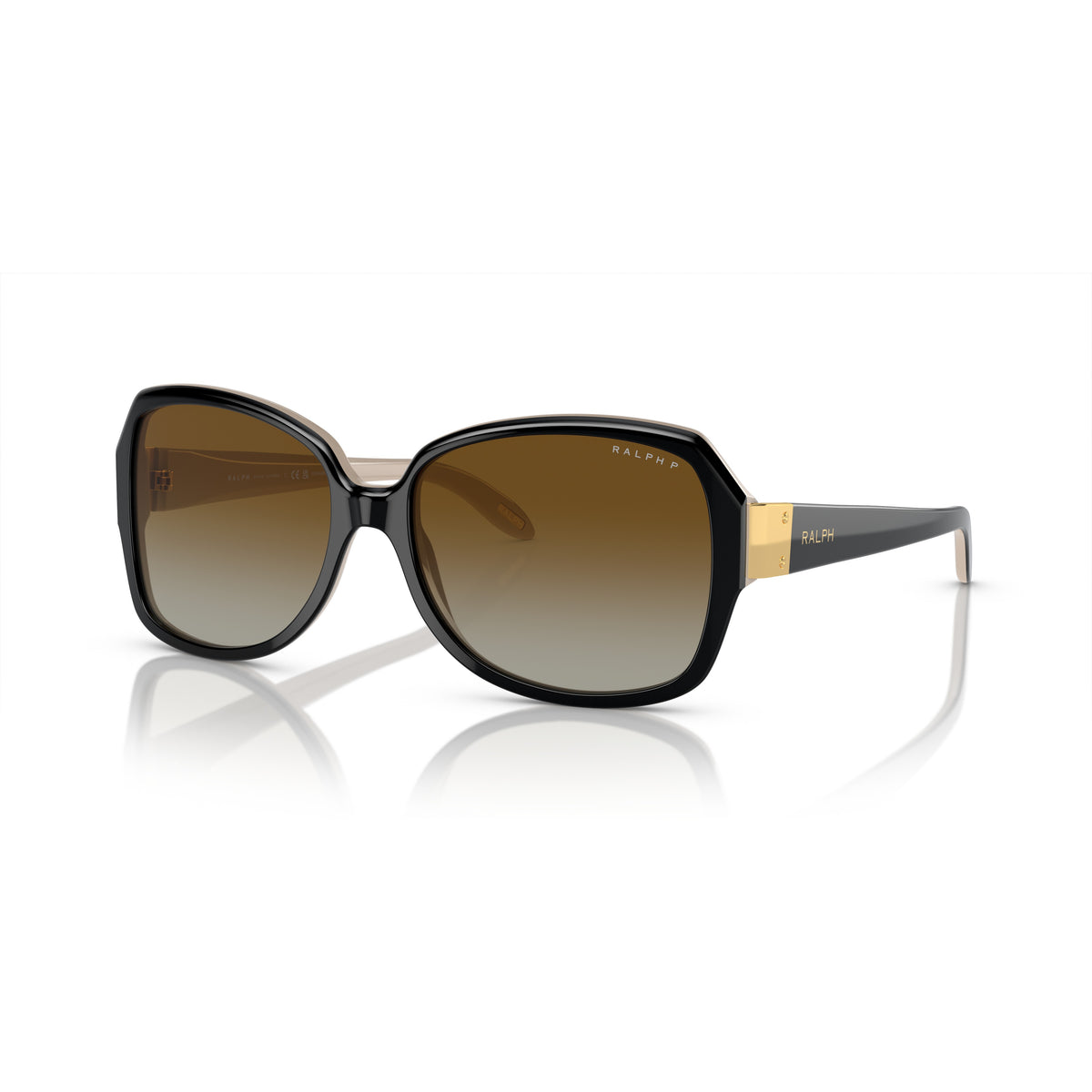 Ralph RA5138 6123T3 Shiny Black on Nude sunglasses angle view