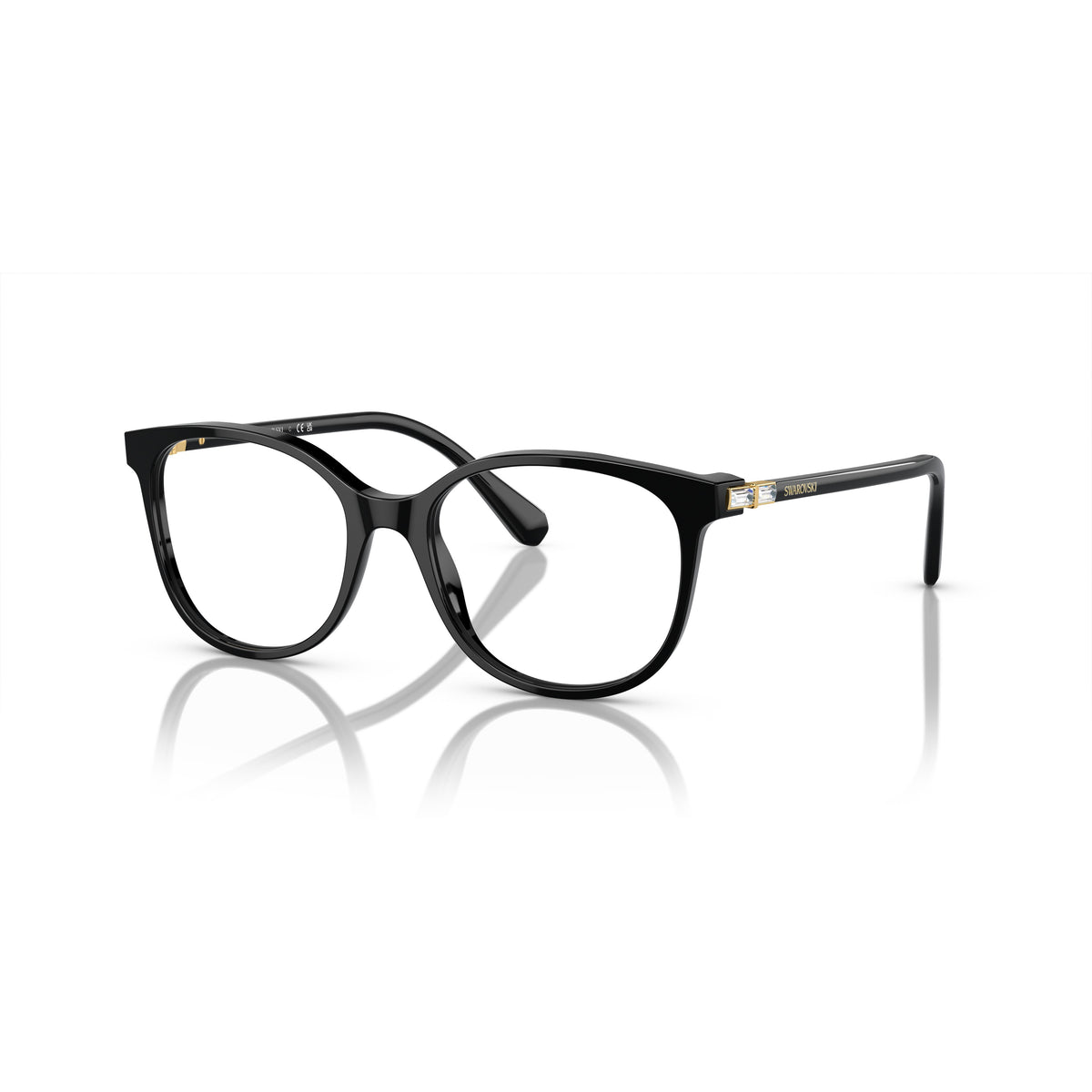 Swarovski SK2002 1001 Solid Black eyeglasses angle view