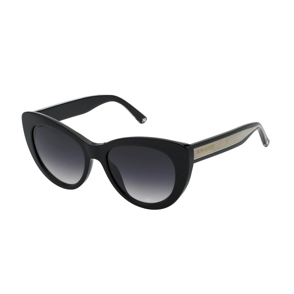 Nina Ricci SNR375 0700 Shiny Black sunglasses angle view