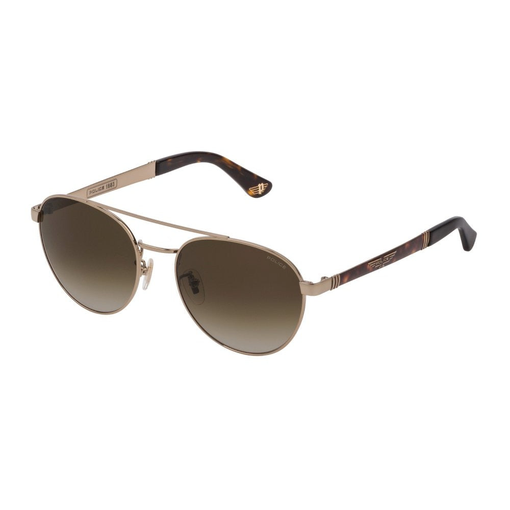 Police SPL891M 08FF Shiny Grey Gold sunglasses angle view
