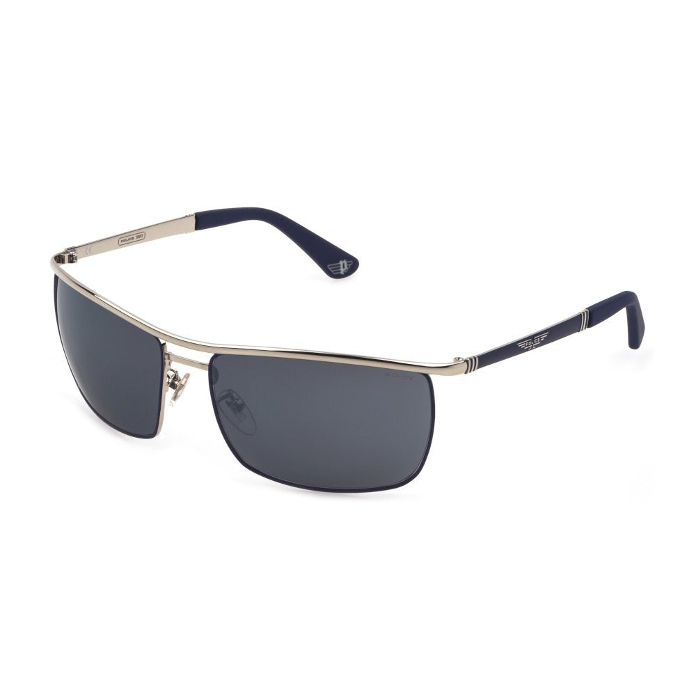 Police SPLB44M E70B Shiny Palladium/Blue sunglasses angle view