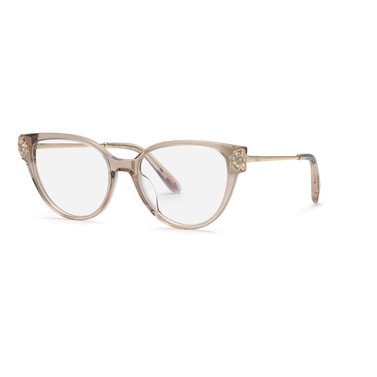 Chopard VCH381S 07T1 Transparent Beige eyeglasses angle view