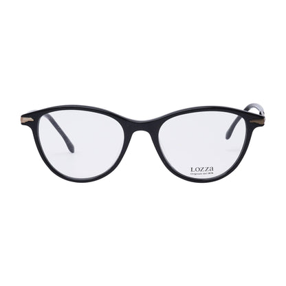 Lozza VL4090 0700 Black and Gold eyeglasses front view