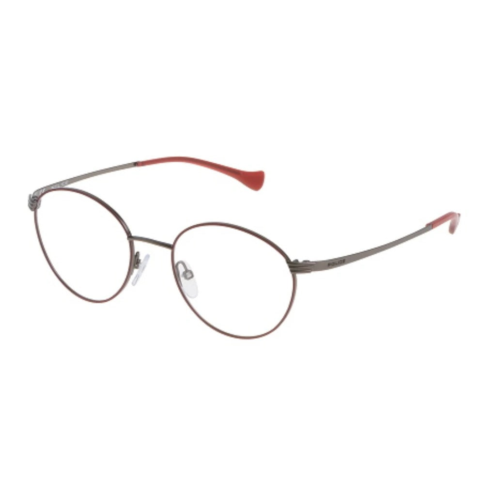 Police VPL066 08K6 Bordeaux/Gunmetal eyeglasses angle view