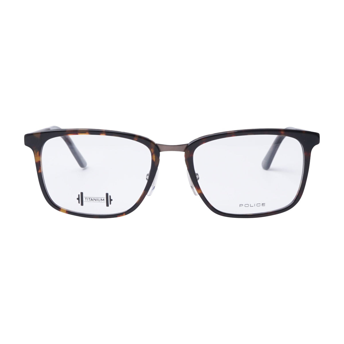 Police VPL684 0786 Dark Havana/Matte Brass eyeglasses front view