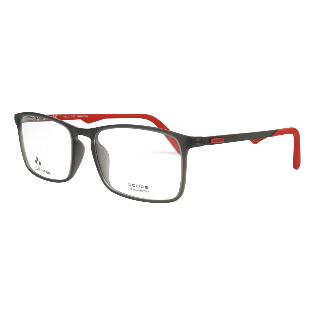 Police VPL694 09U5 Dark Grey/Striped Carbon eyeglasses angle view