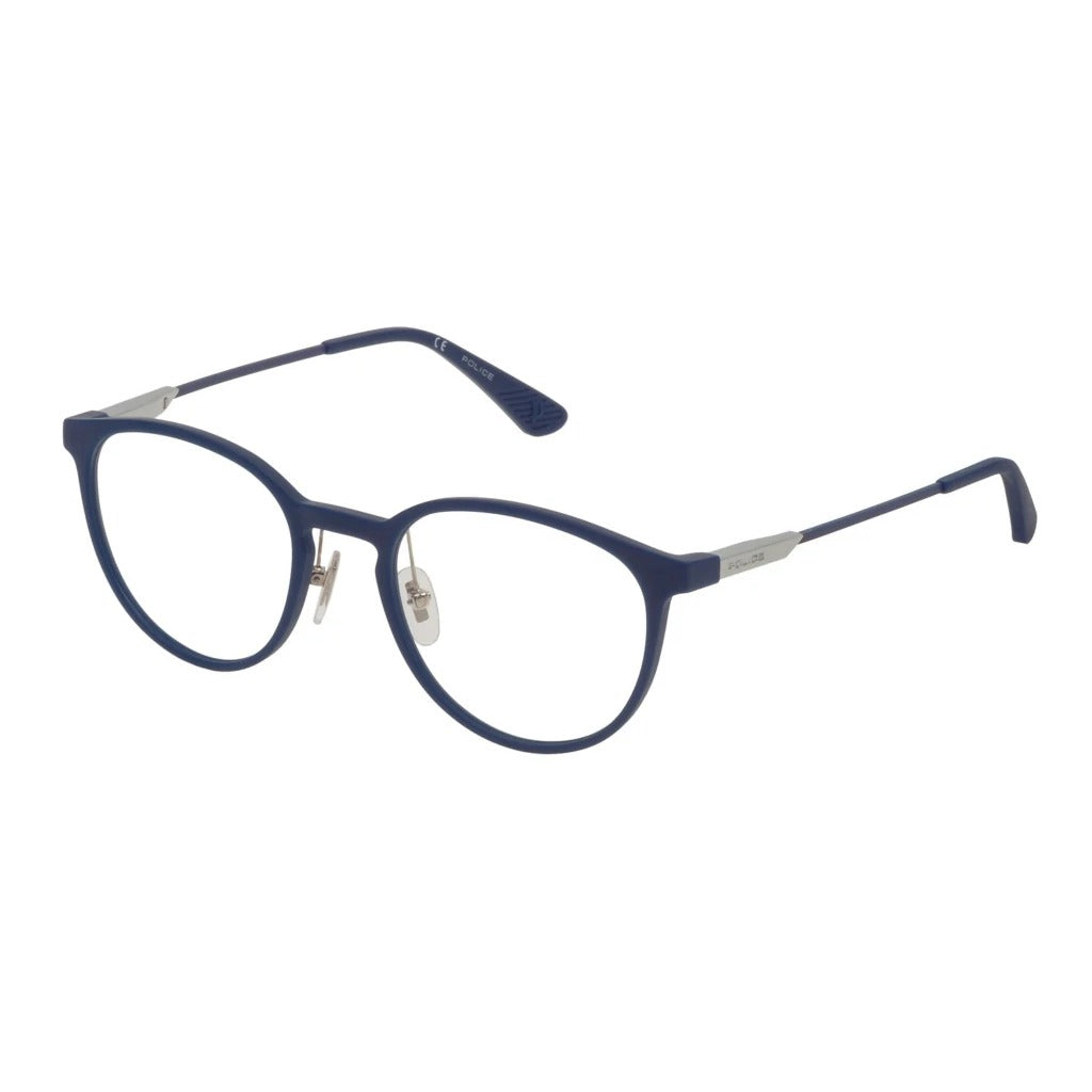 Police VPL695 0R22 Matte Blue eyeglasses angle view