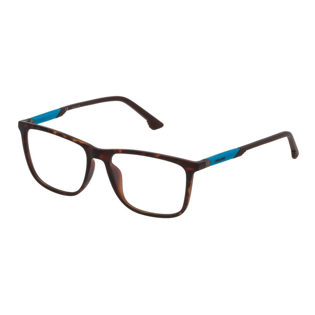 Police VPL699 0878 Matte Dark Havana eyeglasses angle view