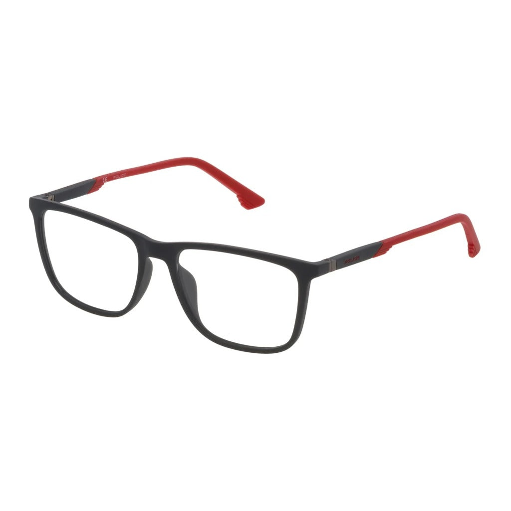 Police VPL699 6VPM Matte Grey/Matte Red eyeglasses angle view